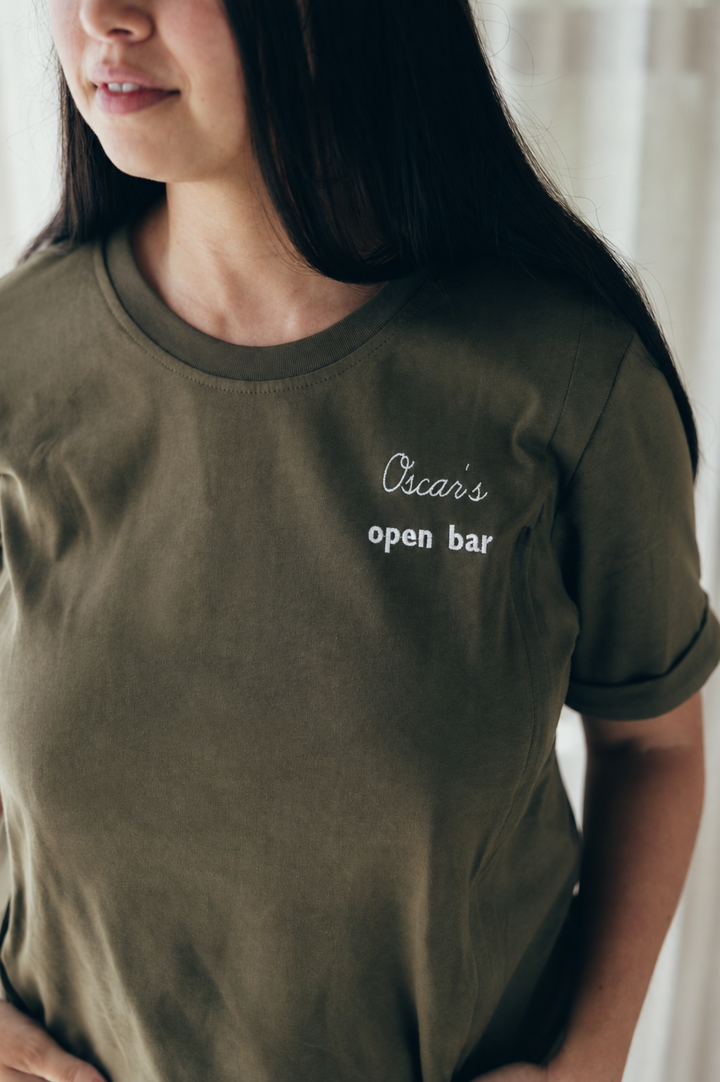 T-shirt d'allaitement olive OPEN BAR