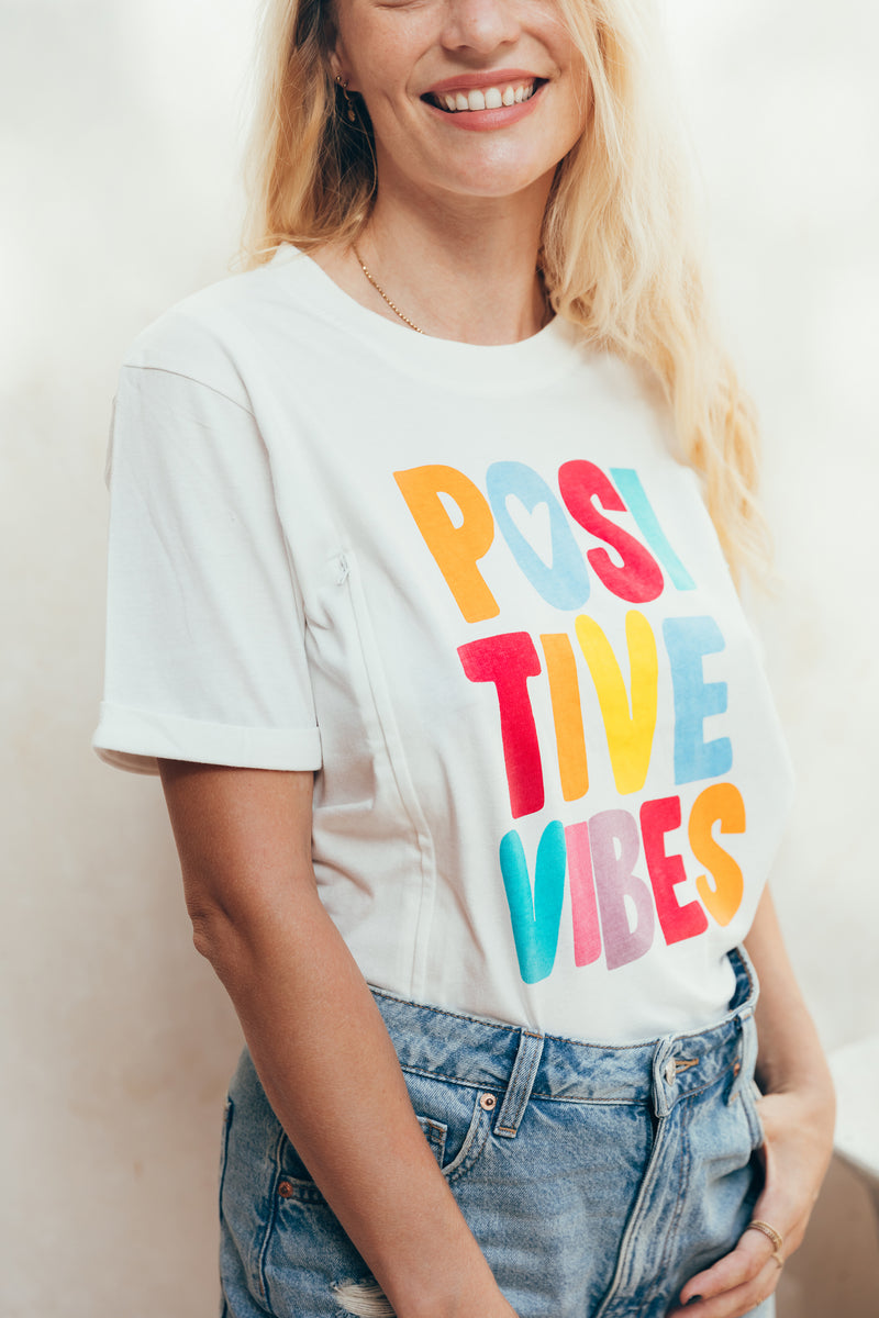 T-shirt d'allaitement imprimé positive vibes