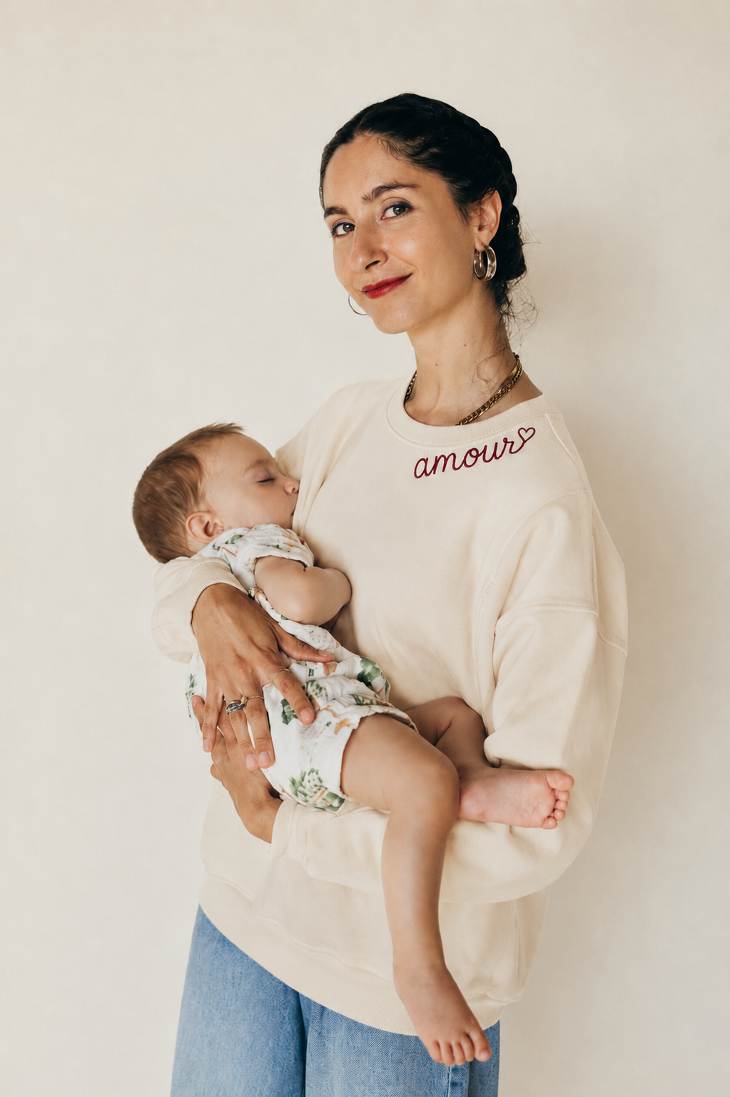 Sweat beige Amour Allaitement