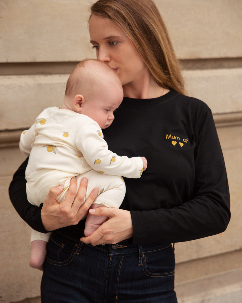 tshirt allaitement noir manches longues personnalisable mommy