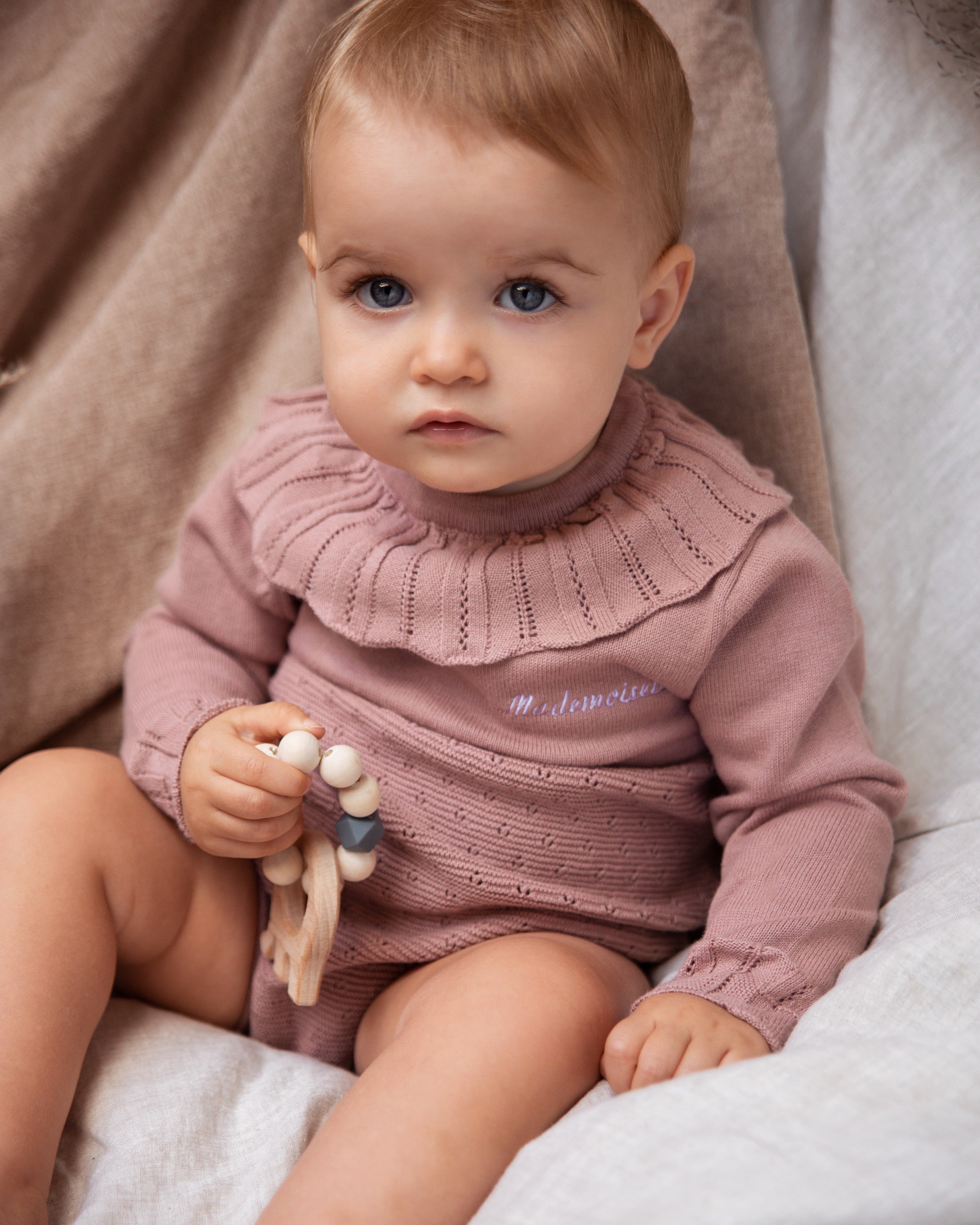 Barboteuse knit empire rose