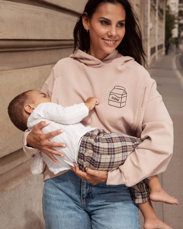 Pull à capuche d'allaitement MILK BOX taupe