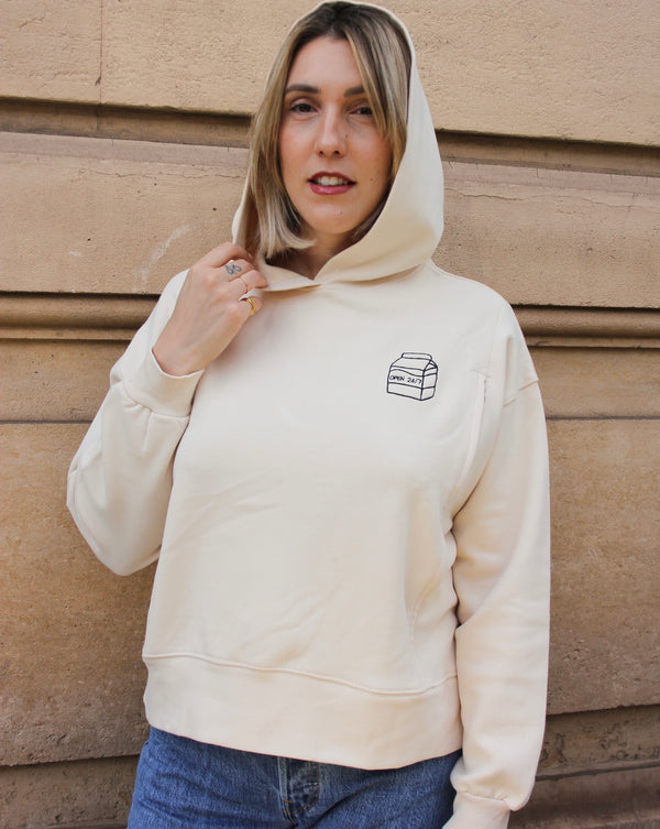 Pull à capuche d'allaitement MILKBOX écru