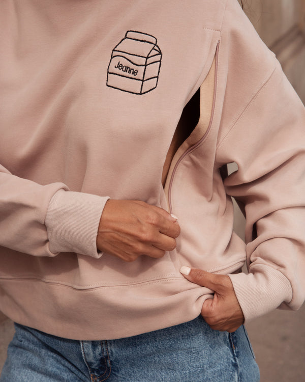 Pull à capuche d'allaitement MILK BOX taupe