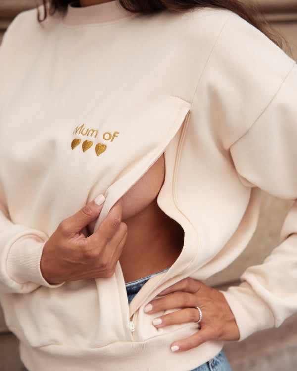 Sweat-shirt #MOMMY d'allaitement écru