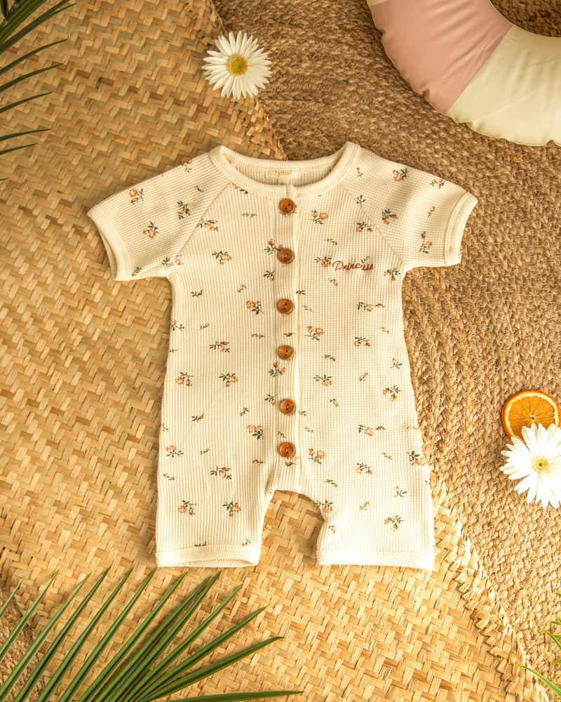 FLOWERS waffle jumpsuit