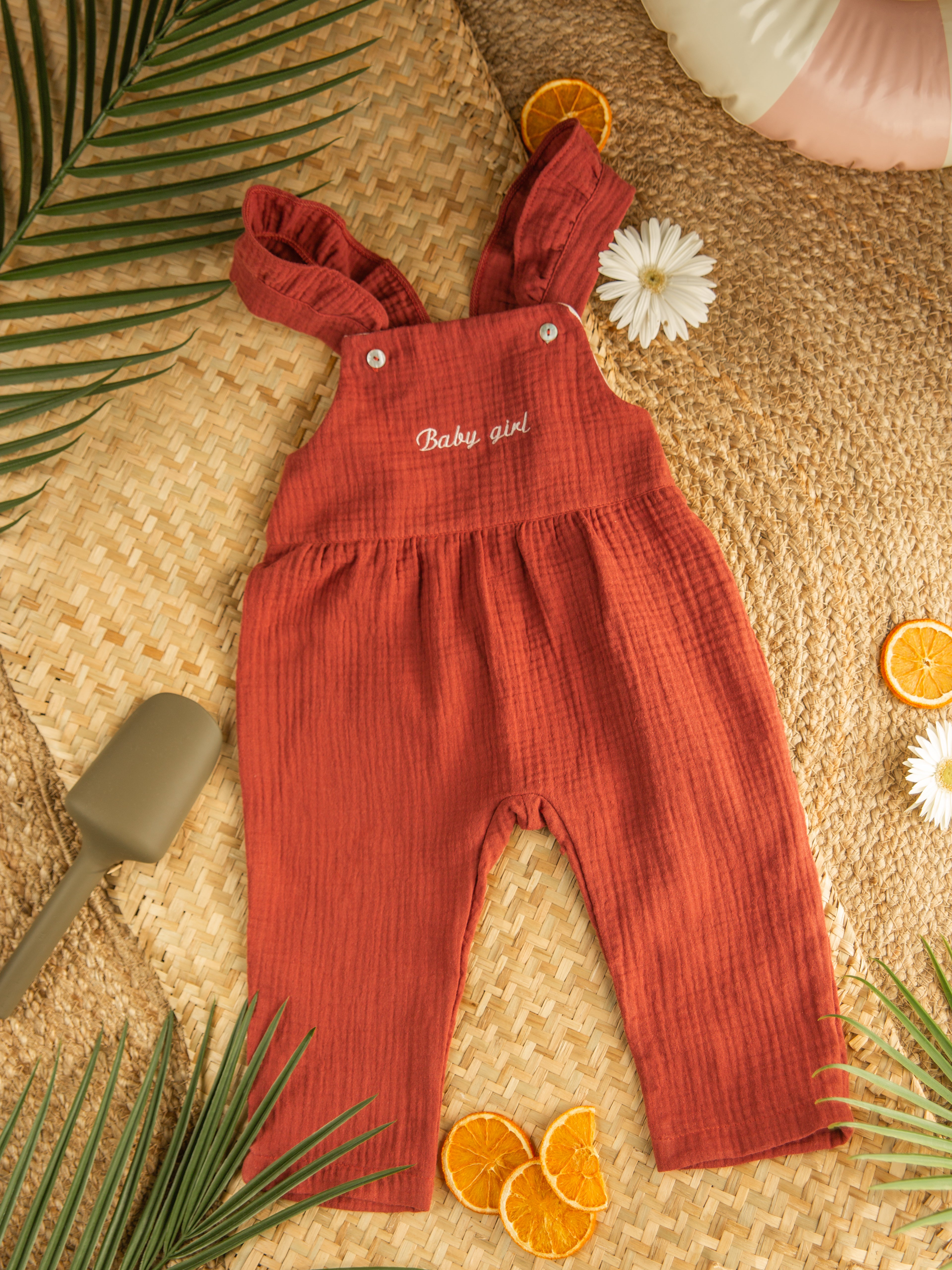 Rosewood gauze overalls