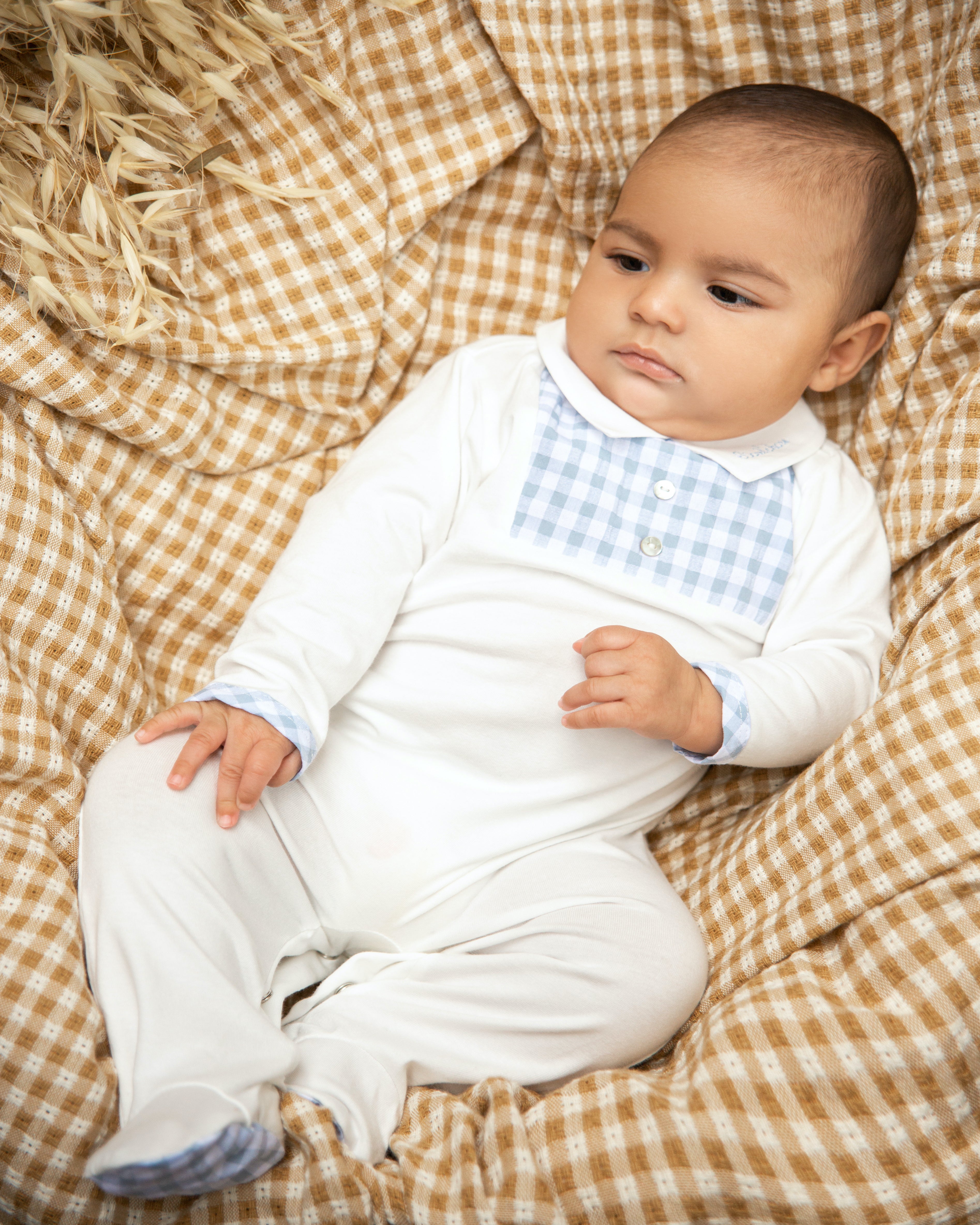 Sky and white gingham pyjamas