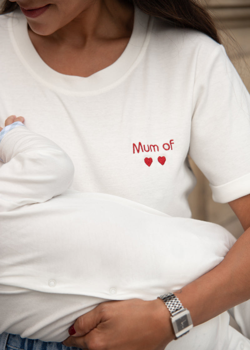 T-shirt d'allaitement avec zips d'ouvertures latérales et personnalisables avec le prénom ou petit mot de votre choix.