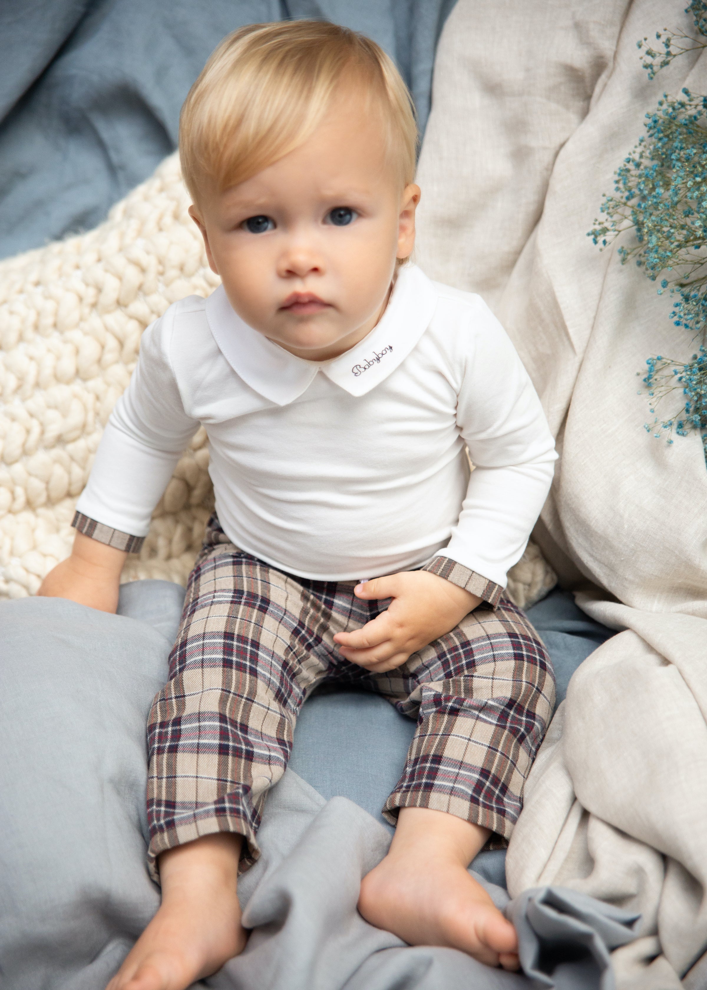 Beige plaid bodysuit