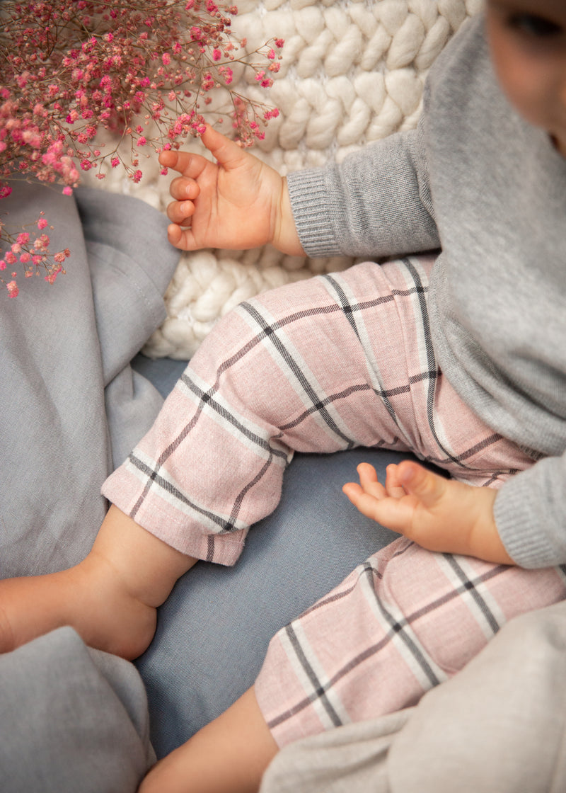Pantalon carreaux rose