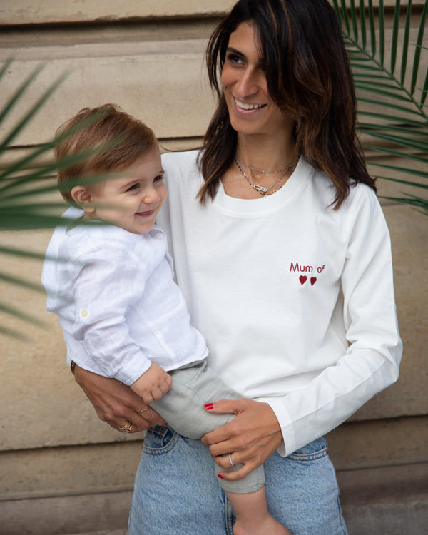 T-shirt blanc manches longues d'allaitement