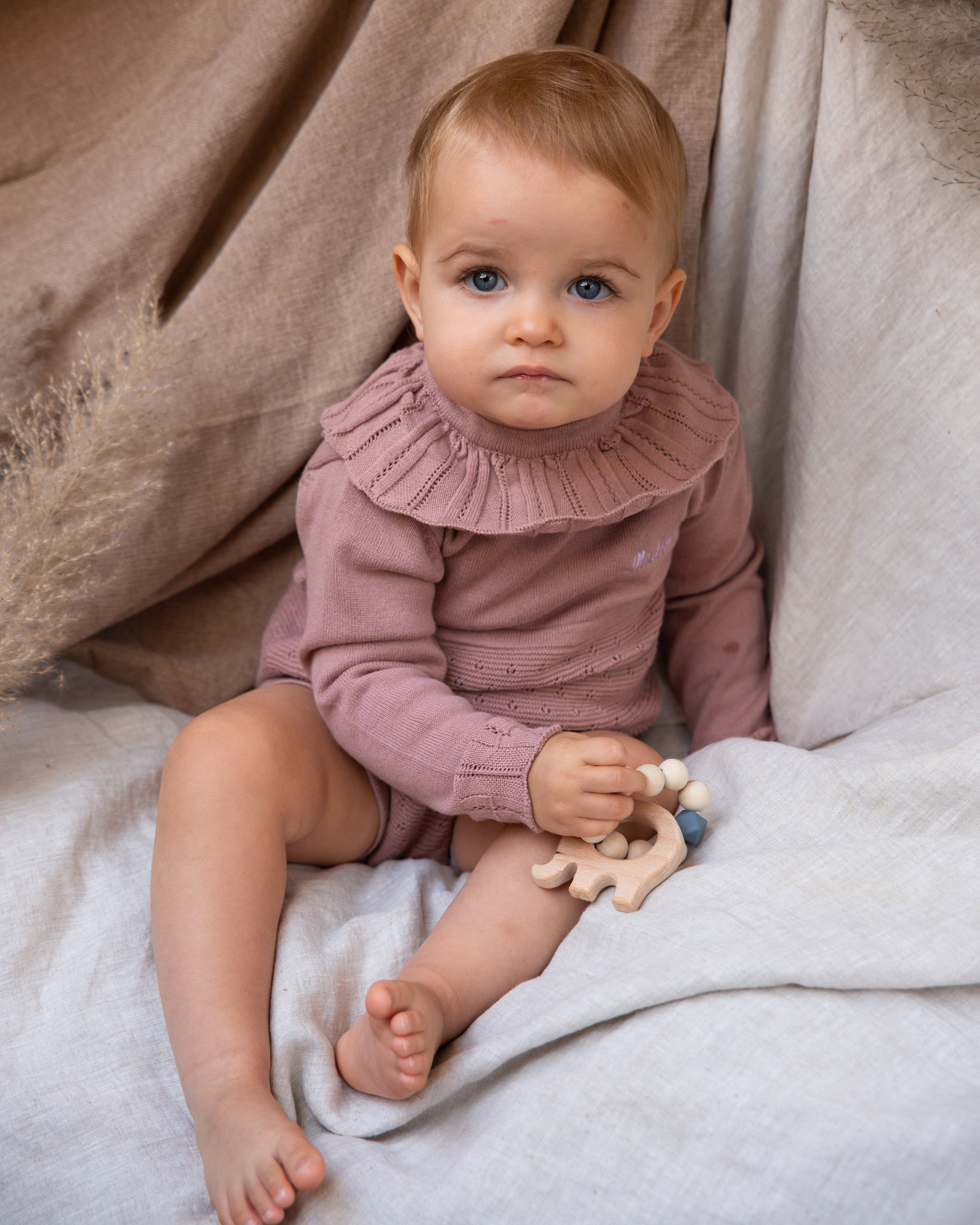 Barboteuse knit empire rose