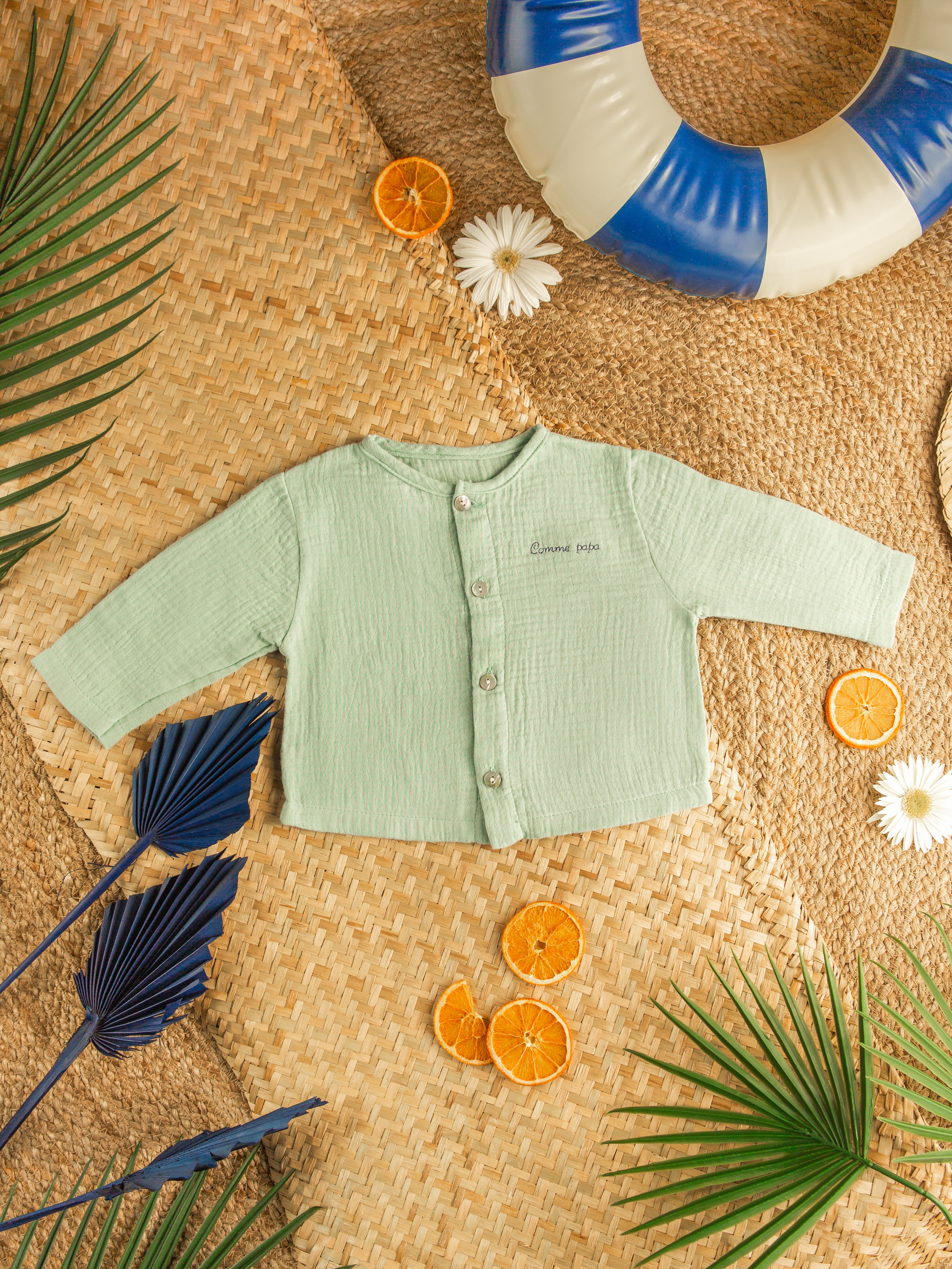 Water green gauze shirt