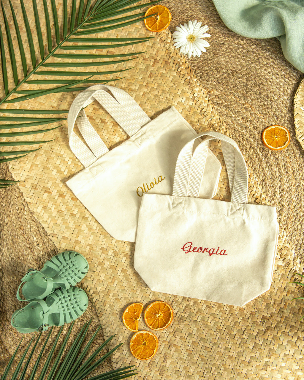 Mini Tote Bag Enfant Personnalisé Brodé Sac Coton Kids