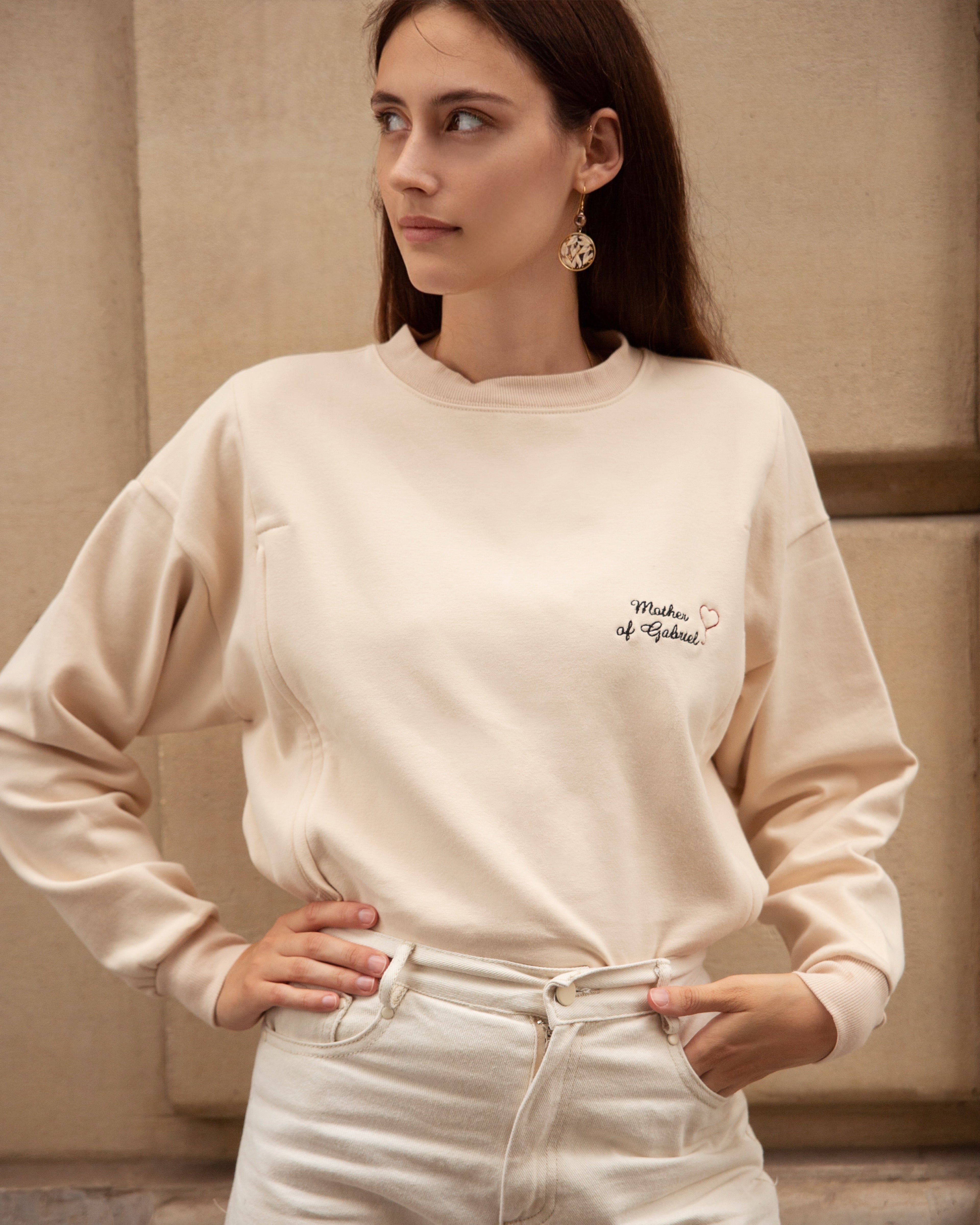 mother of nursing ecru sweater