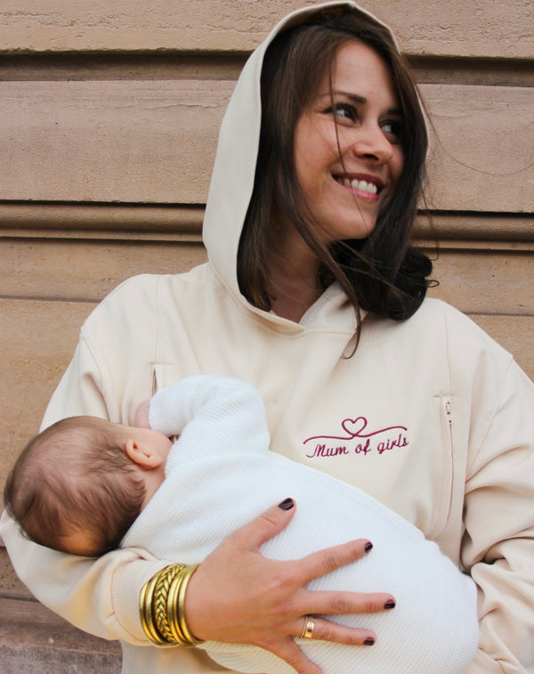 Pull à capuche d'allaitement INFINI écru
