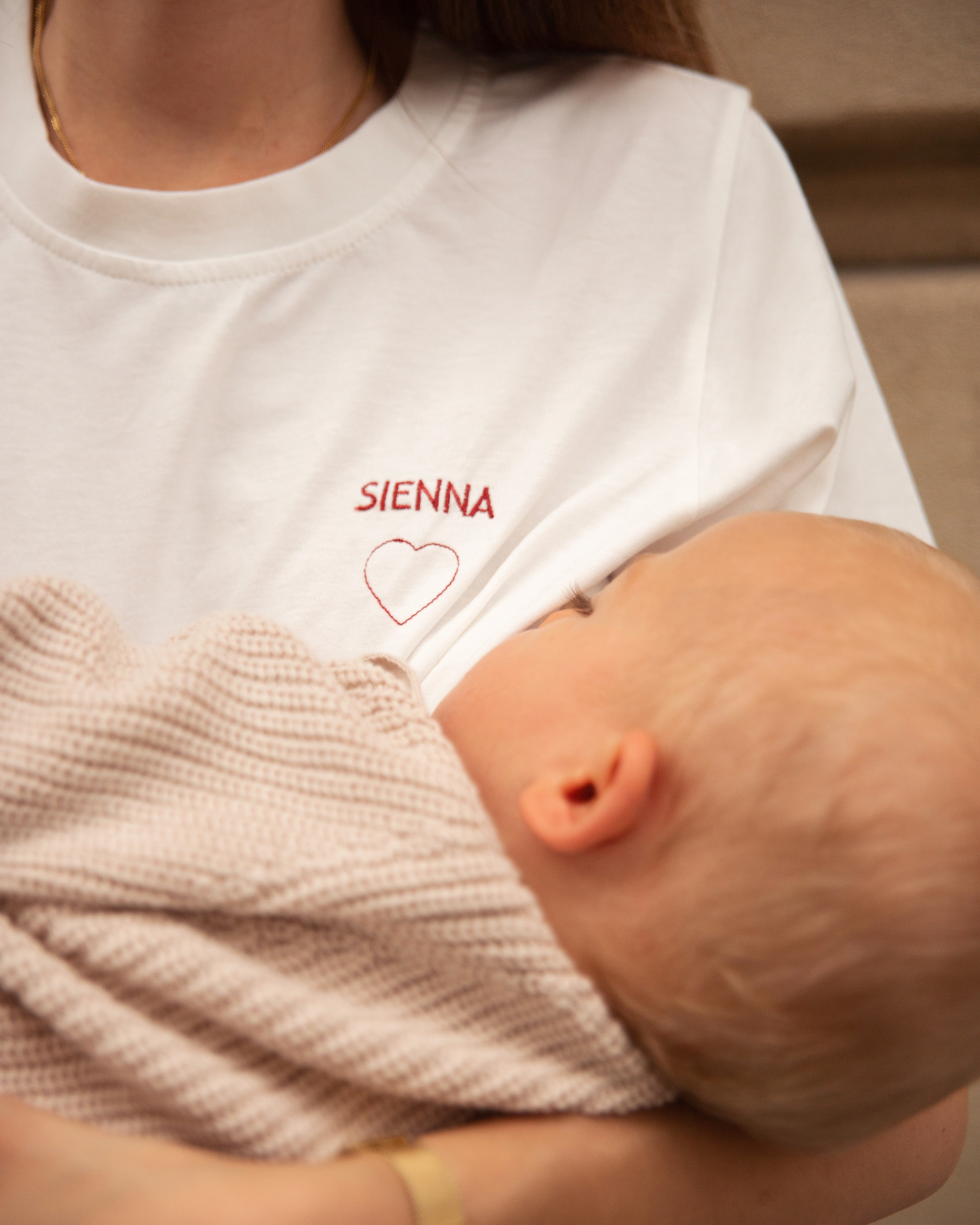 focus on heart embroidery