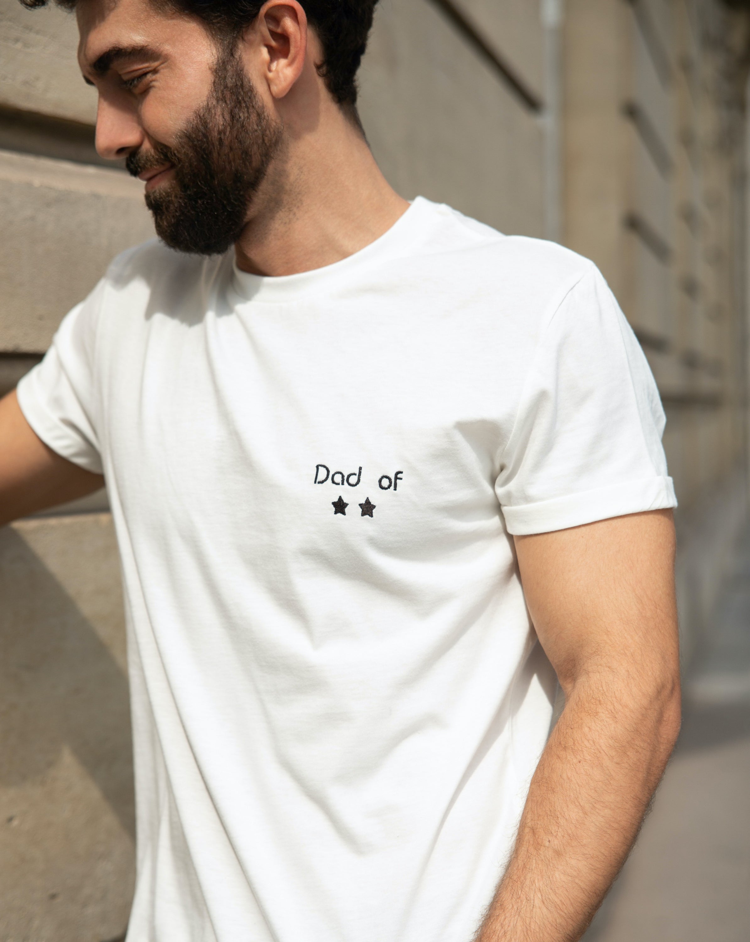 dad of étoiles white tshirt