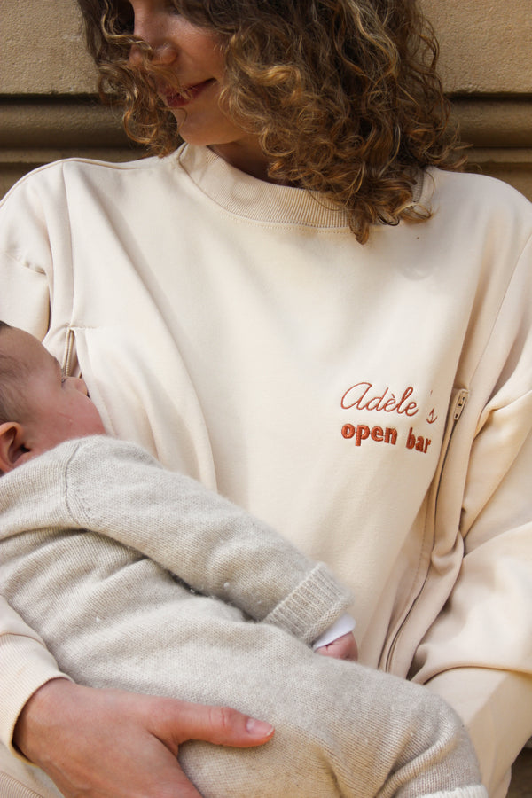 Sweat-shirt OPEN BAR d'allaitement écru
