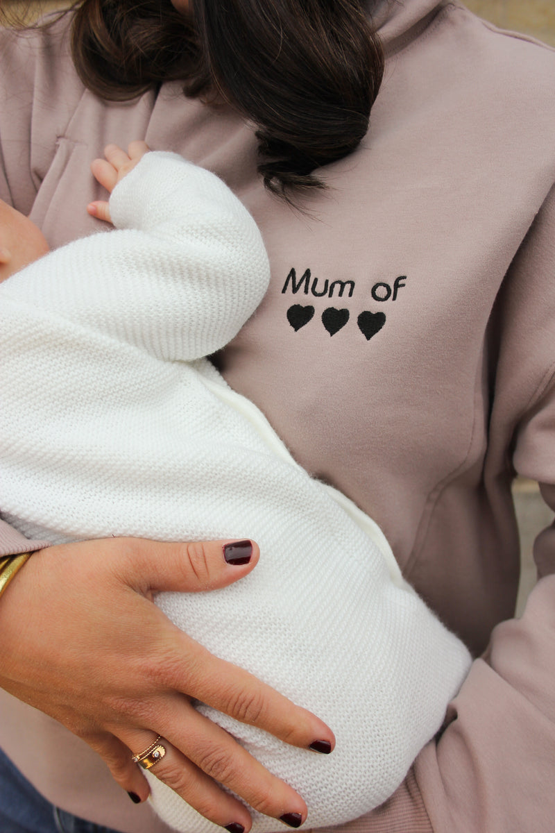 Pull à capuche d'allaitement #MOMMY taupe