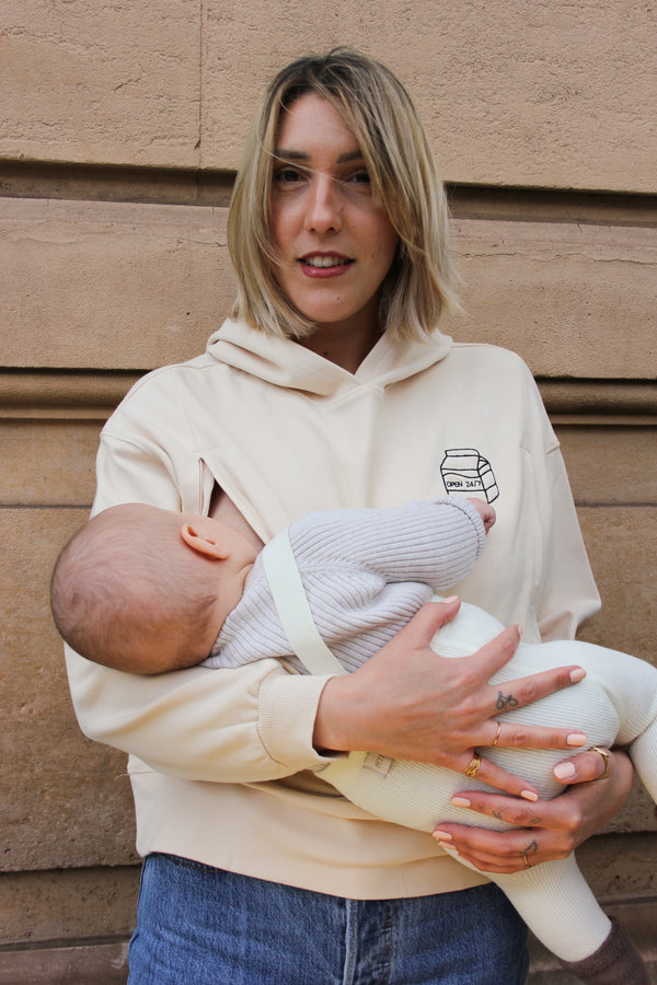 Pull à capuche d'allaitement MILKBOX écru